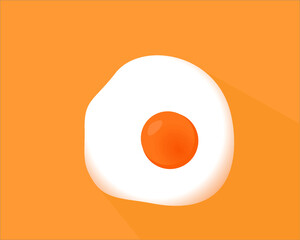 Fried egg on the orange background