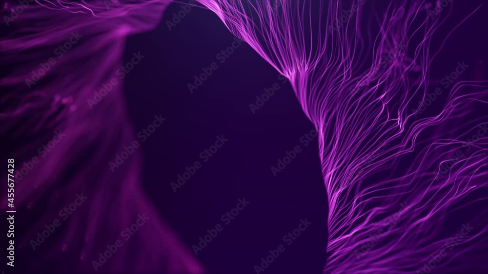 Poster abstract fluid particles graphic intro background/ 4k animation of an abstract fluid particles backg