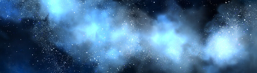 Space background with realistic nebula and lots of shining stars. Infinite universe and starry night. Colorful cosmos with stardust and the Milky Way. Magical color galaxy. © beoyou