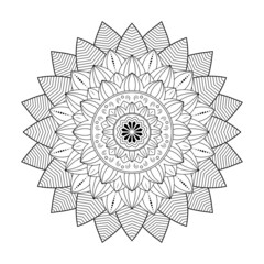 Mandala Flower, Geometric pattern, coloring page on white background