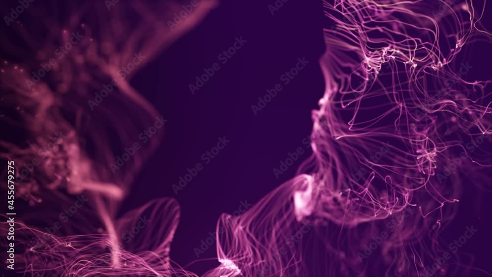 Poster abstract fluid particles graphic intro background/ 4k animation of an abstract fluid particles backg