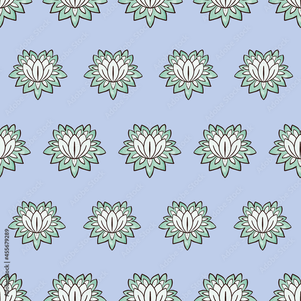 Poster historic inspired flower seamless repeat pattern print background
