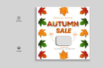 Autumn Sale Design with Falling Leaves and Lettering Vector Illustration with Special Offer.