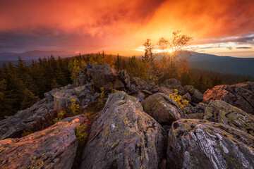 sunset over the mountains