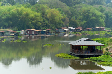 Houses on the river in the northern provinces of Thailand.