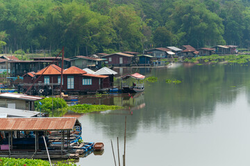 Houses on the river in the northern provinces of Thailand.