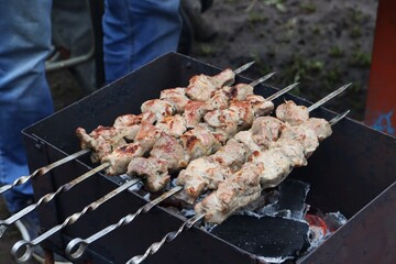 Delicious juicy barbecue on the grill