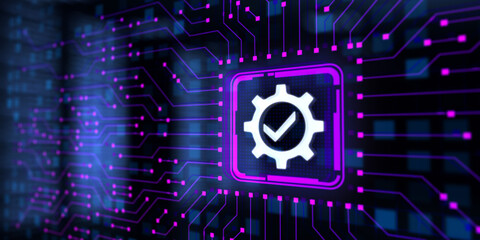 Standards Quality control certification concept on screen.