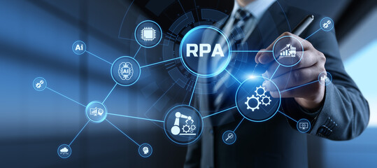 Fototapeta na wymiar RPA Robotic process automation business process optimisation innovation technology concept.
