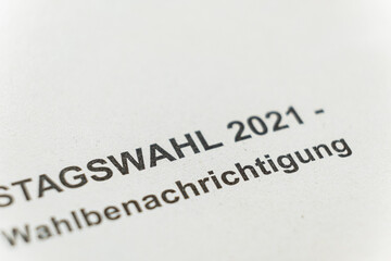 Bundestagswahl 2021, Brief Wahlbenachrichtigung zum Beantragen eines Wahlscheins zur Briefwahl