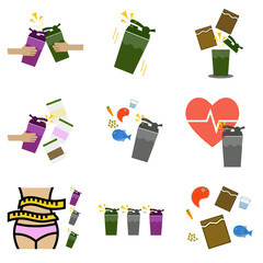 Meal replacement protein shake icon for healthy diet. Good meal supplements for nutrition dose for fat weight loss course