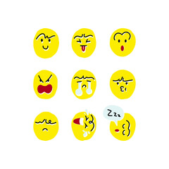 Cute Emoji set. Vector illustration EPS 10.