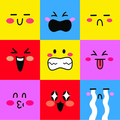 Cute Emoji set. Vector illustration EPS 10.