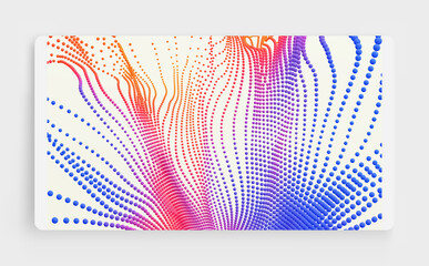Array with dynamic emitted particles. 3d technology style. Abstract background. Vector illustration.