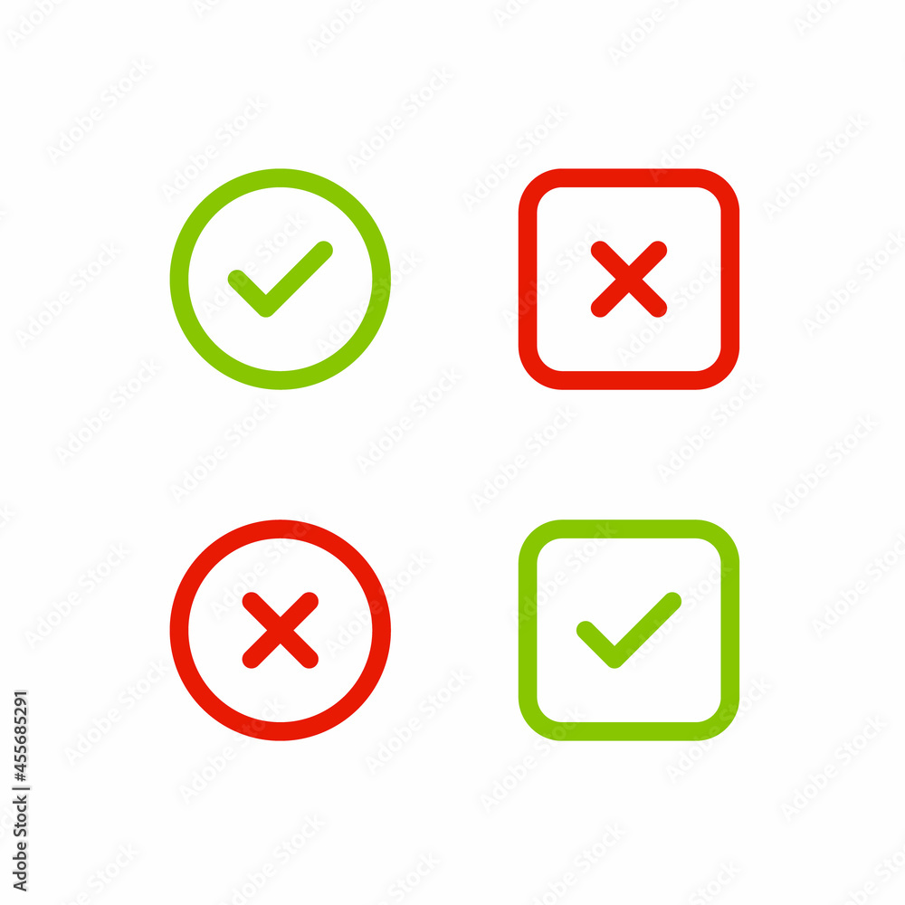 Poster Right and Wrong, Check Mark Icon Vector in Line Style