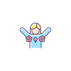Radical feminism RGB color icon. Promoting rights for women. Challenging existing social norms. Fighting against patriarchy. Empowering women. Isolated vector illustration. Simple filled line drawing