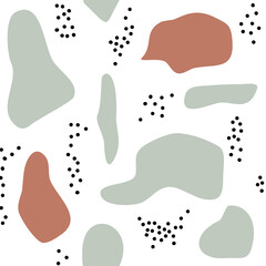 elegant seamless vector pattern background illustration with black dots and abstract shapes