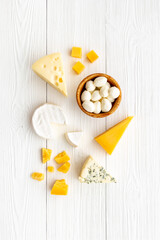 Fototapeta na wymiar Dairy products - various types of cheese top view