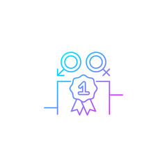 Gender equality gradient linear vector icon. Enjoy equal rewards. Gender parity. Gender-balanced participation. Thin line color symbol. Modern style pictogram. Vector isolated outline drawing