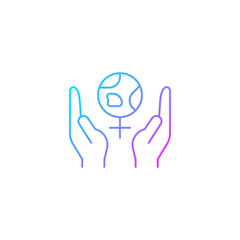 Feminism support gradient linear vector icon. Women rights movement. Fighting global gender inequality. Thin line color symbol. Modern style pictogram. Vector isolated outline drawing