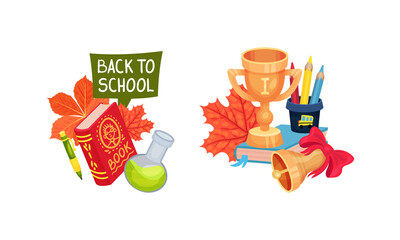 Back to School with Stationery Object Vector Composition Set