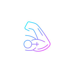 Mentally strong women gradient linear vector icon. Moral courage. Feminist organization. Mental strength. Thin line color symbol. Modern style pictogram. Vector isolated outline drawing