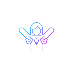 Radical feminism gradient linear vector icon. Promoting rights for women. Challenging existing social norms. Thin line color symbol. Modern style pictogram. Vector isolated outline drawing