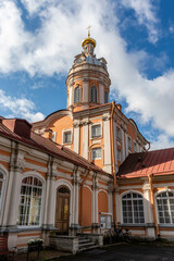 Fototapeta na wymiar Exterior of the Alexander Nevsky lavra - monastery in St Petersburg, Russia, Europe