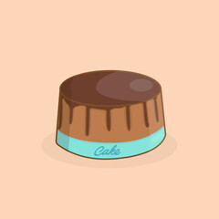 Illustration of appetizing chocolate cake in minimalism