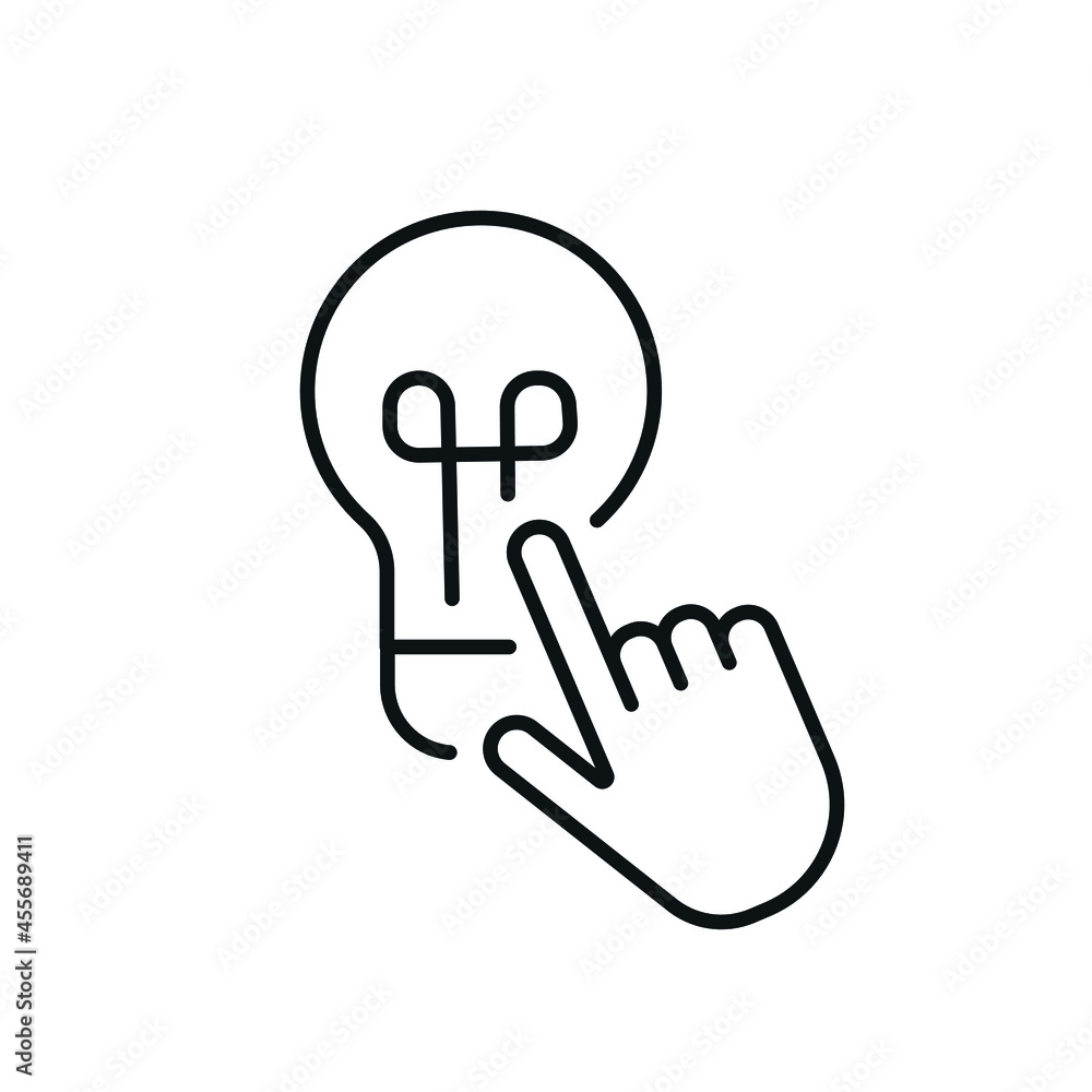 Poster light bulb linear icon. finger touch thin line customizable illustration. contour symbol. vector iso