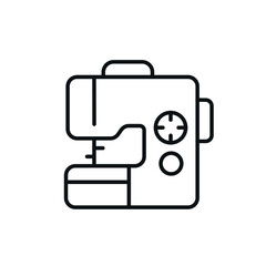 Sewing machine linear icon. Thin line customizable illustration. Contour symbol. Vector isolated outline drawing. Editable stroke