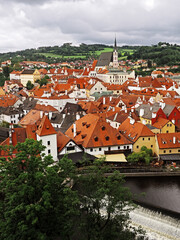 Fototapeta na wymiar View of Èeský Krumlov (Czech Krumlov, a historic town located in southern Bohemia on theVltava river, a famous UNESCO monument, Czech Republic