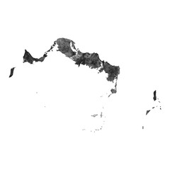 Old abstract grunge map of Turks and Caicos Islands with ancient map and letters on white background. Vector EPS 10.