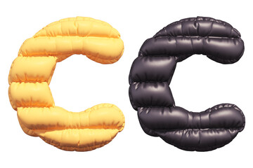 Puffer font. Yellow and Black. Letter C.
