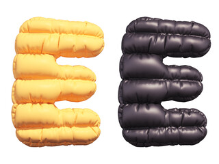 Puffer font. Yellow and Black. Letter E.