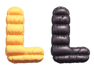 Puffer font. Yellow and Black. Letter L.