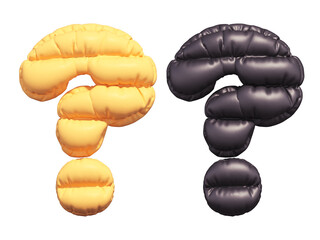 Puffer font. Yellow and Black. Question symbol.
