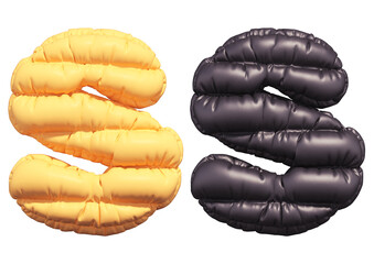 Puffer font. Yellow and Black. Letter S.