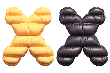 Puffer font. Yellow and Black. Letter X.