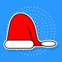 Santa hat sticker isolated object, vector illustration.