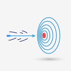 Arrow to target icon with shadow. Vector illustration.