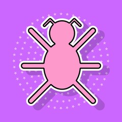 Beetle sticker isolated object, vector illustration.