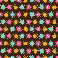 Colorful Corona Virus Vector Seamless Background Pattern