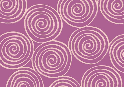 Pattern of beige squiggles on a purple background. Vintage pattern