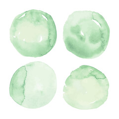 Light green watercolor hand drawn vector stain isolated on white background for design.
