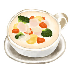 水彩イラスト　クリームシチュー(ホワイトシチュー)
