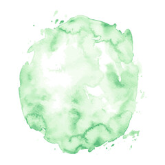 Light green watercolor hand drawn vector stain isolated on white background for design.