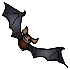 hand drawn halloween bat illustration in doodle style