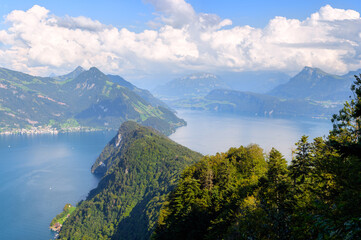 Naklejka na ściany i meble Lake Lucerne in swiss Alps mountains, Switzerland