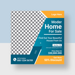 Modern Real estate home for sale instagram post or flyer square template